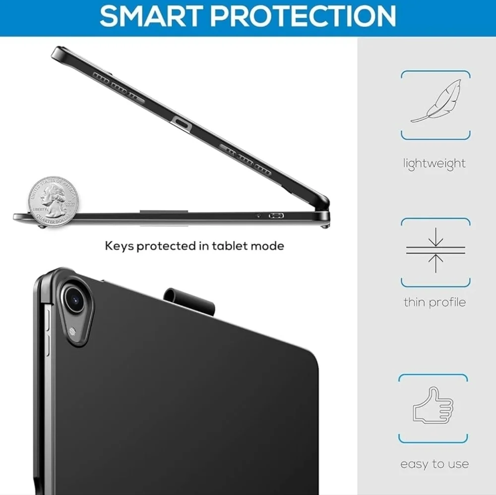 Typecase iPad Air 11” 2024 Touch Keyboard Case 360° Rotatable LED Backlit Black